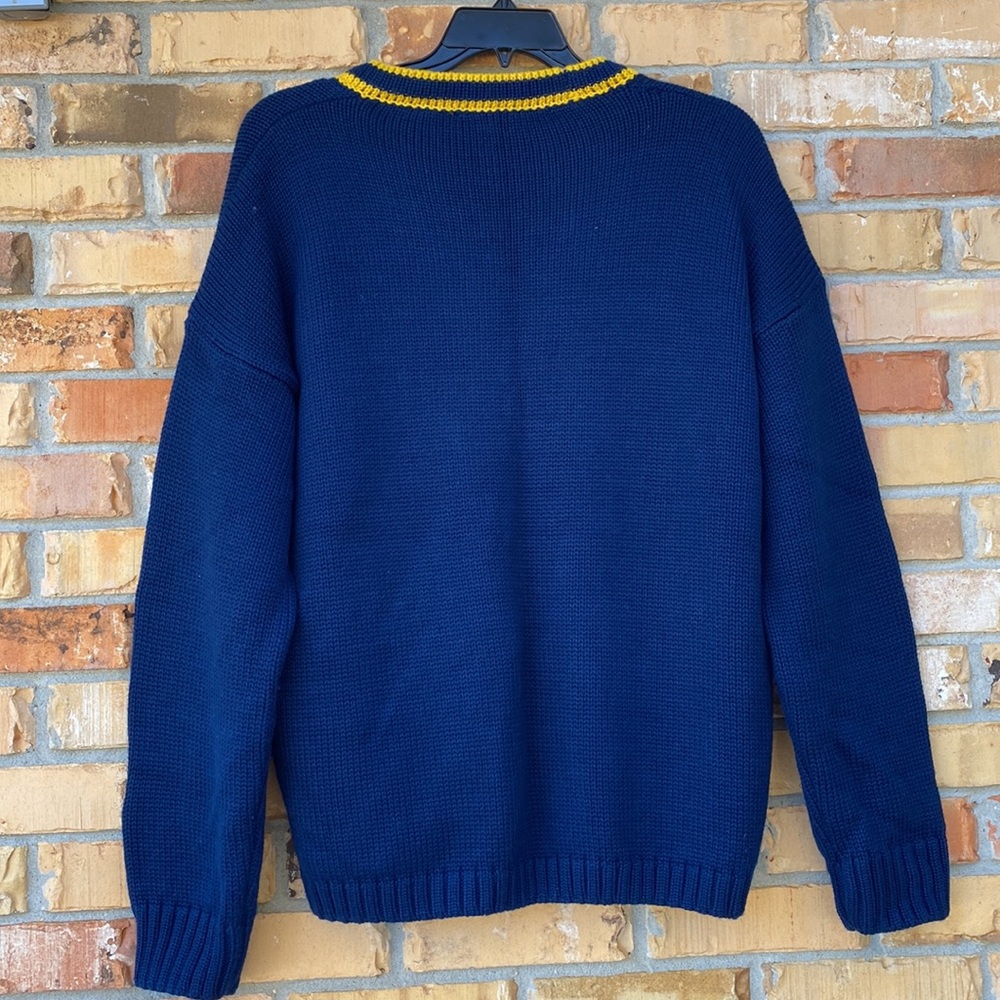 Nordstrom Bel Air Athletics Academy Crest Cardigan, Men’s Blue & Gold, Size XL - Picture 5 of 9